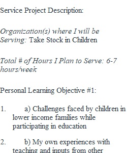 Service Learning Action Plan